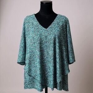 JM Collection Abstract Print V Neck Womens Tunic Top, Relaxed Fit